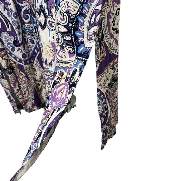 Chico’s XLP Purple Blue Paisley Floral Maxi Cap Sleeve Dress 3P P2 - Picture 4 of 6